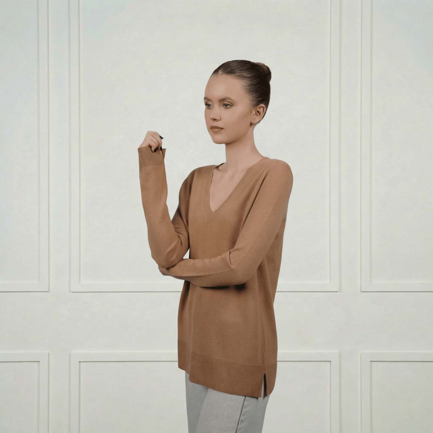 Classic V - Neck Cashmere Sweater - Blue Sky Cashmere