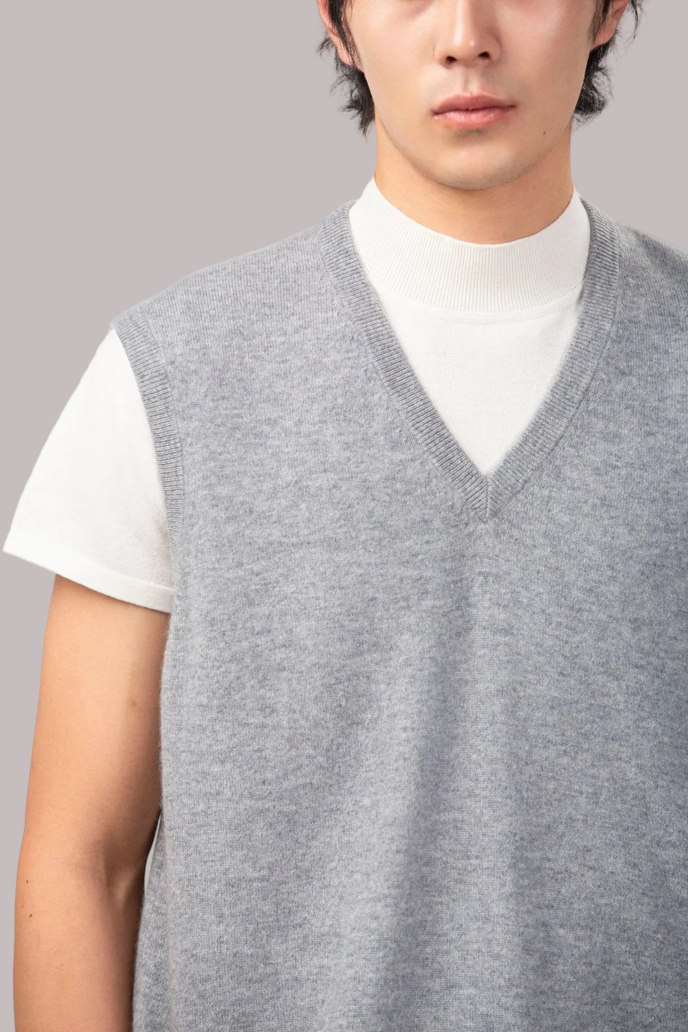 Classic V Neck Cashmere Vest - Blue Sky Cashmere