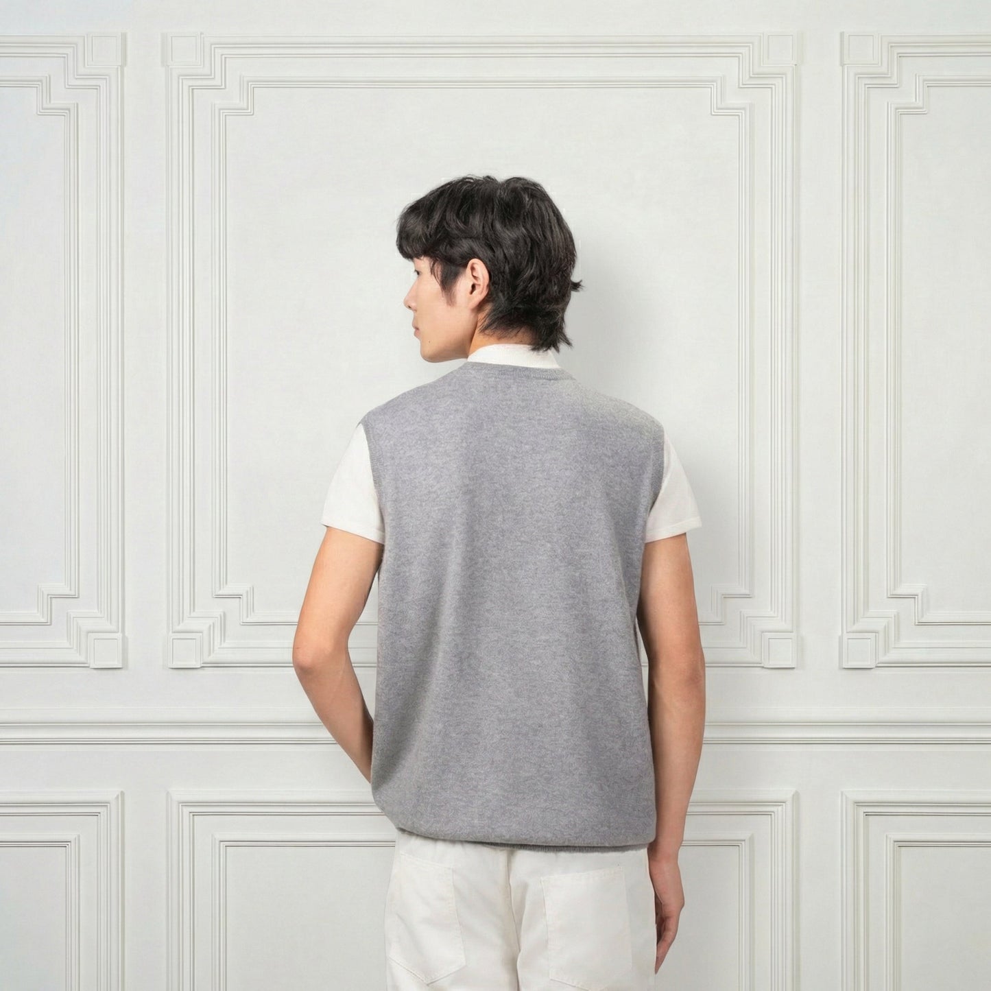 Classic V Neck Cashmere Vest - Blue Sky Cashmere