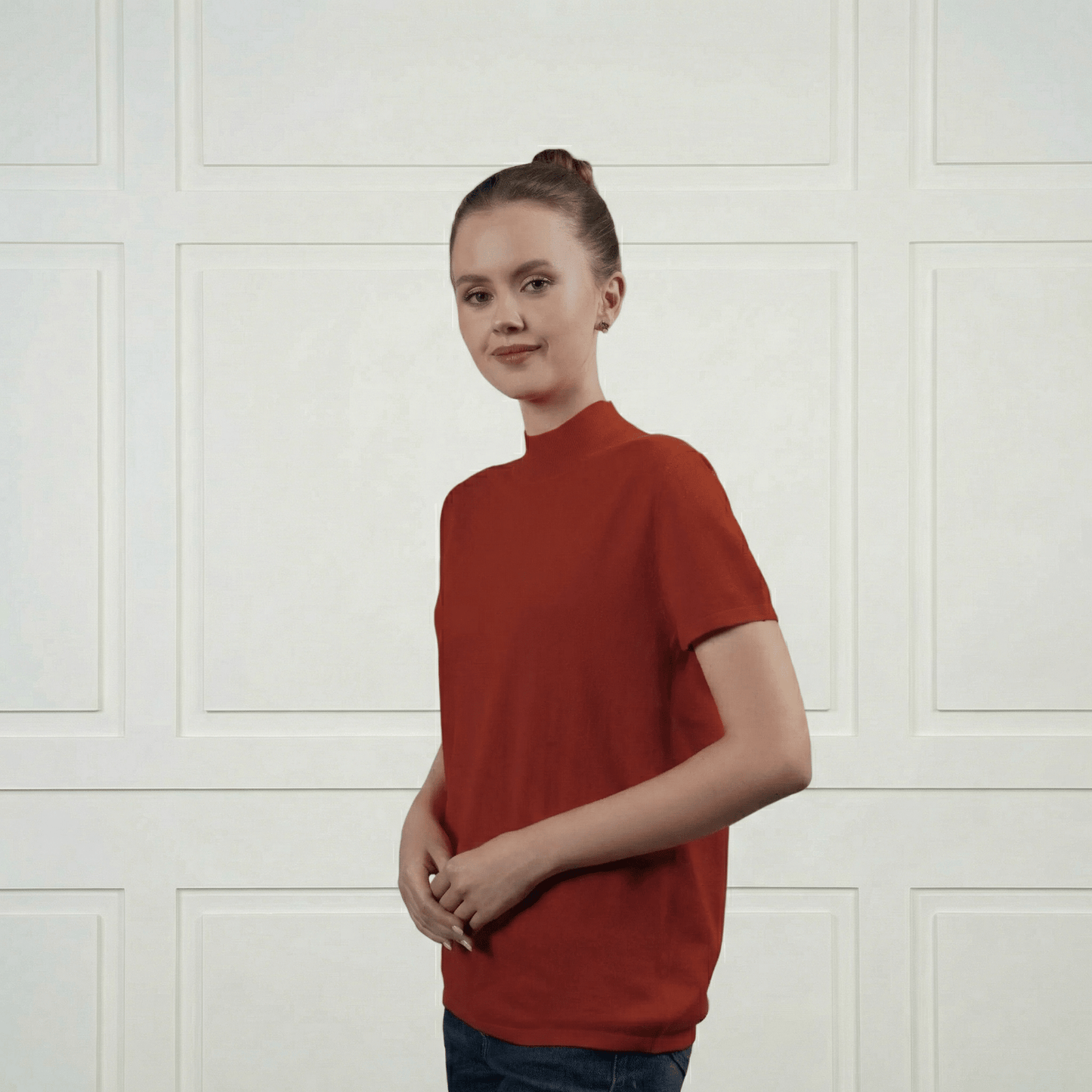 Cotton Cashmere Crew Neck T-Shirt - Blue Sky Cashmere
