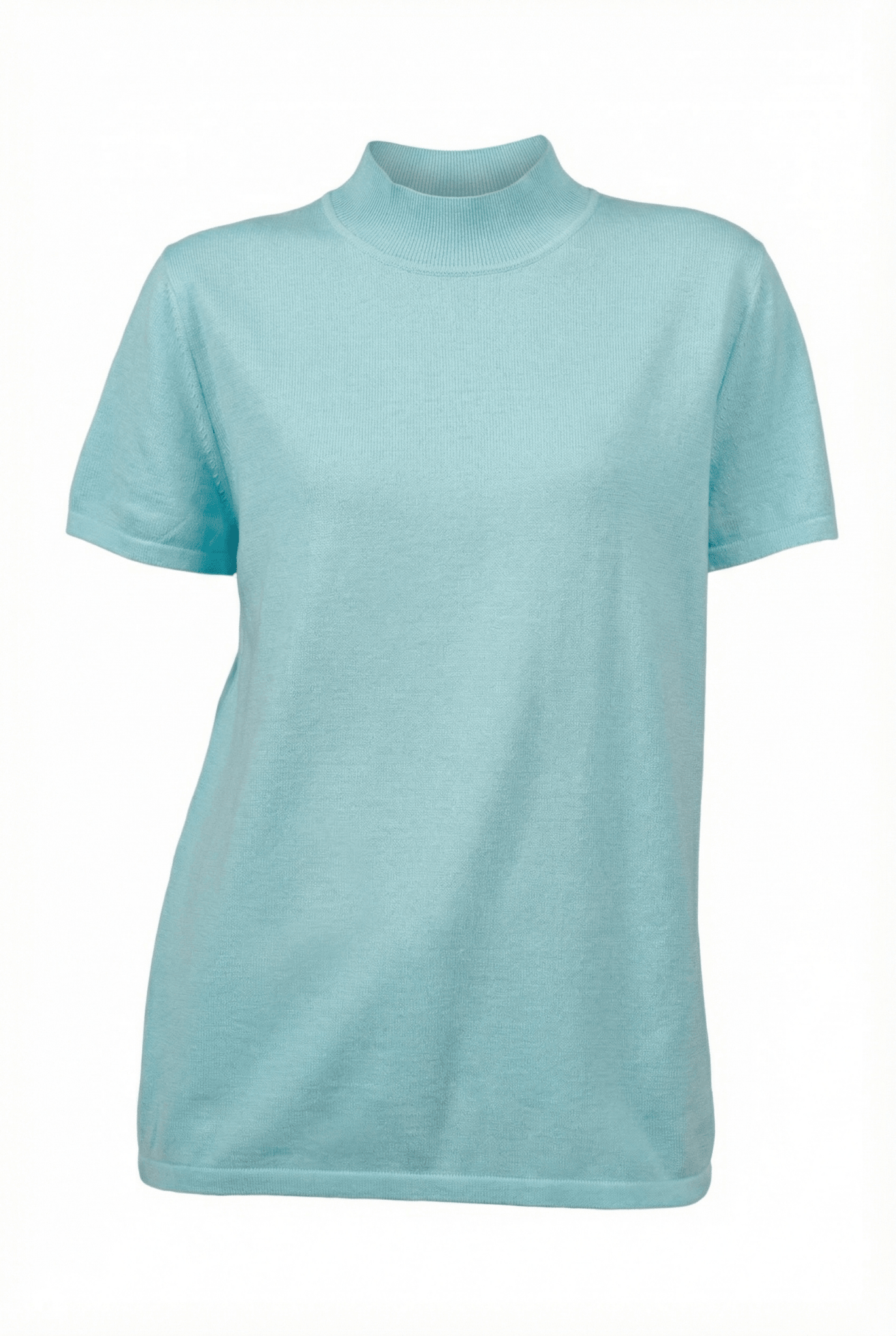 Cotton Silk Cashmere Blend Crew Neck T-Shirt - Blue Sky Cashmere