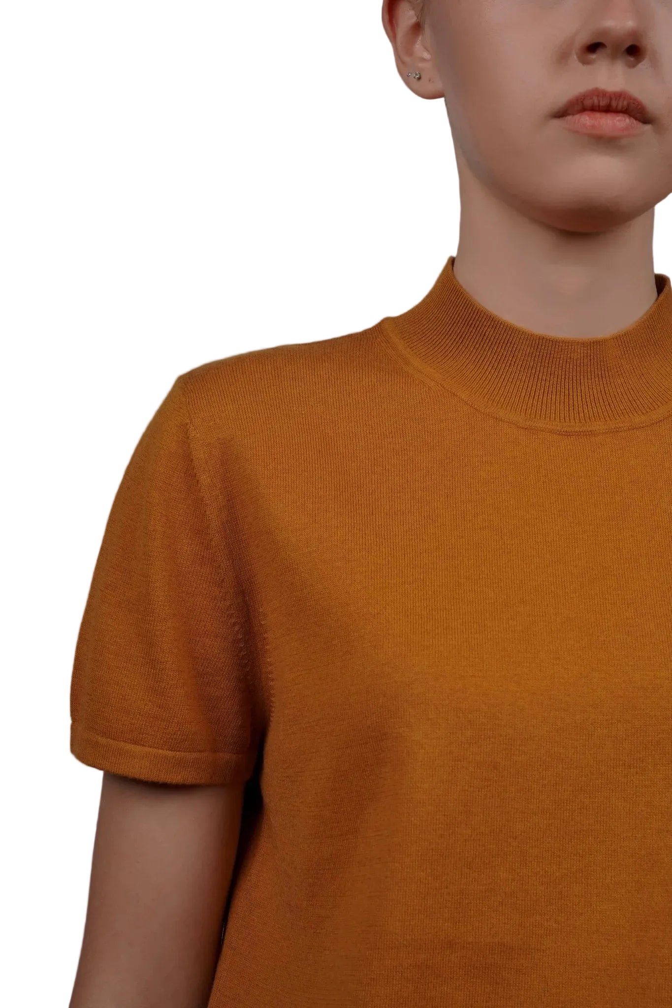 Cotton Silk Cashmere Blend Crew Neck T-Shirt - Blue Sky Cashmere