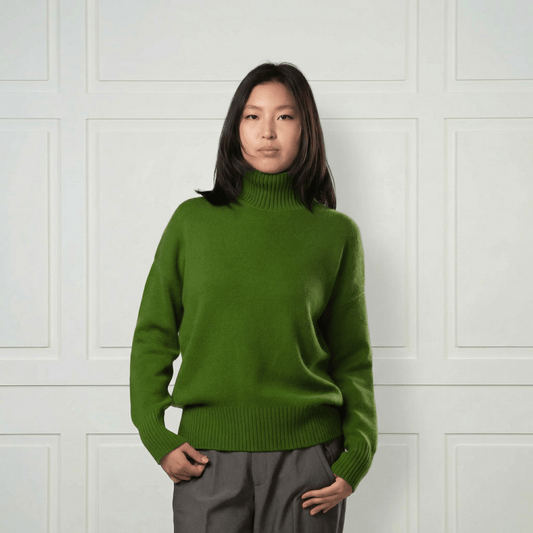 Diana Ribbed Cashmere Mock Turtleneck - Blue Sky Cashmere