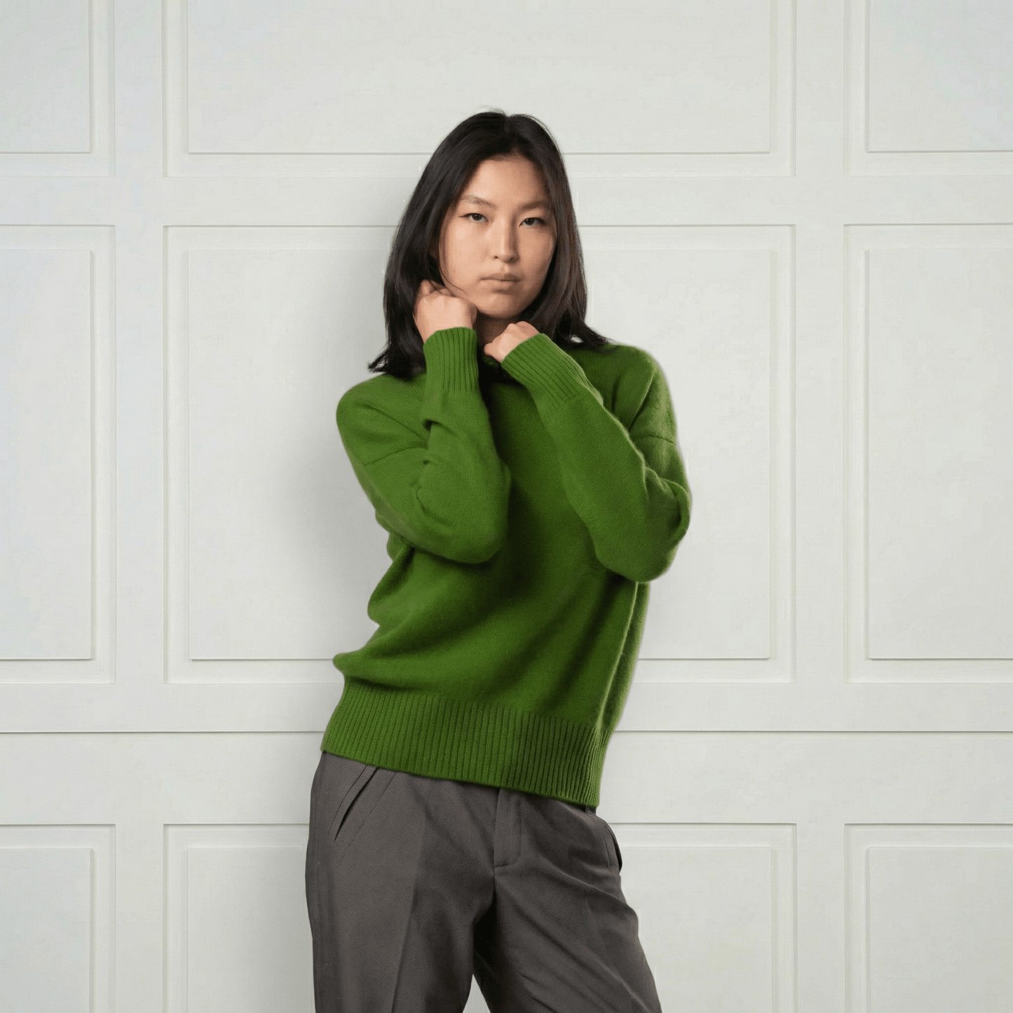 Diana Ribbed Cashmere Mock Turtleneck - Blue Sky Cashmere