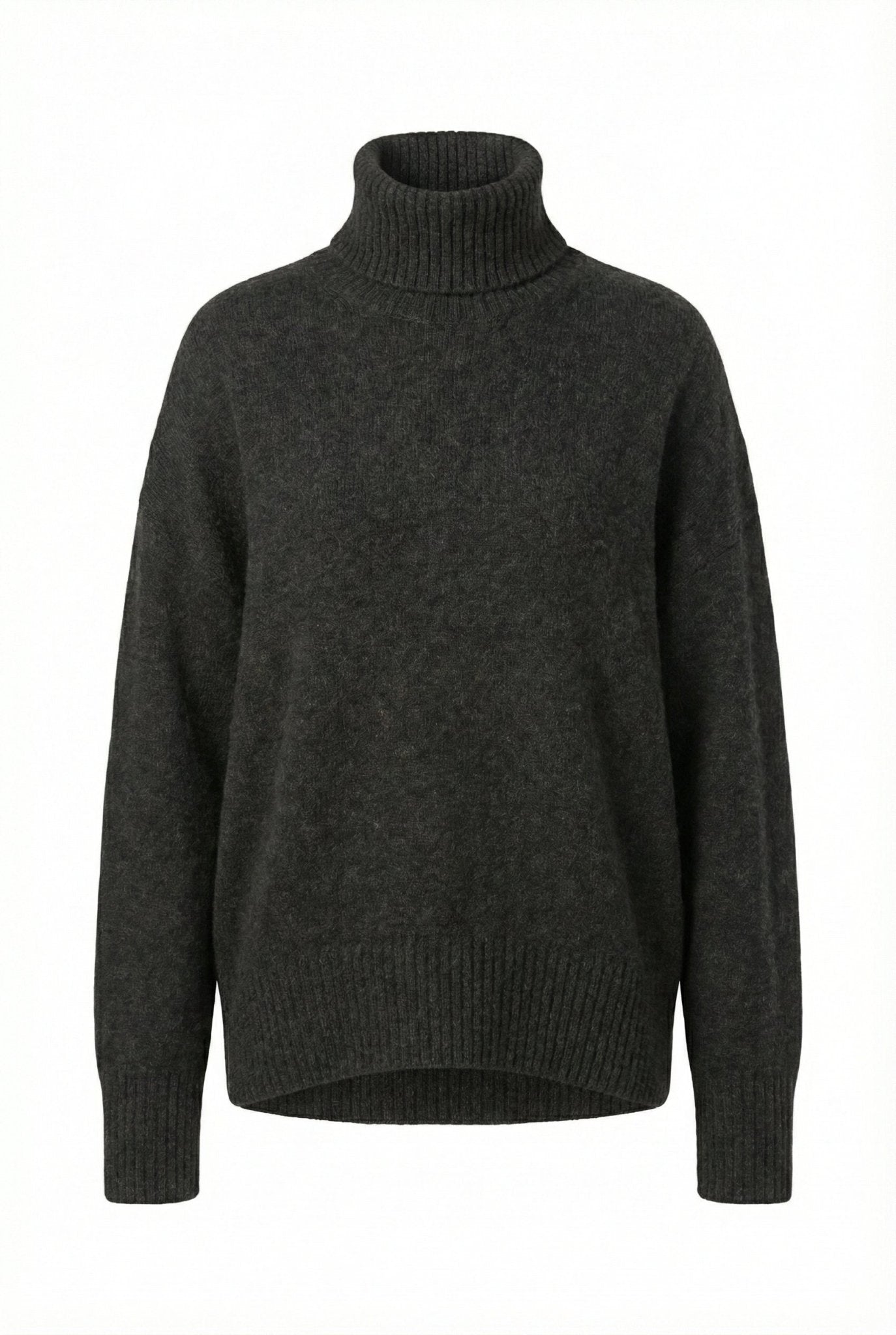 Diana Ribbed Cashmere Mock Turtleneck - Blue Sky Cashmere