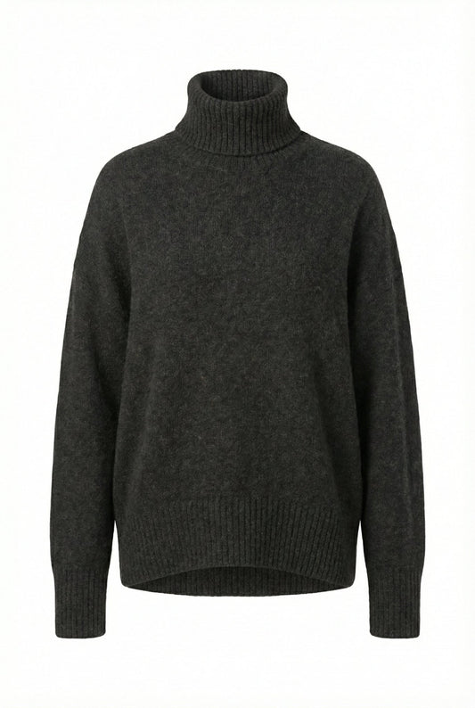 Diana Ribbed Cashmere Mock Turtleneck - Blue Sky Cashmere