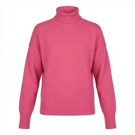 Embroidered Cashmere Turtleneck - Blue Sky Cashmere