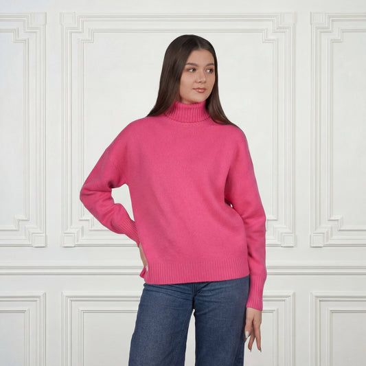 Embroidered Cashmere Turtleneck - Blue Sky Cashmere