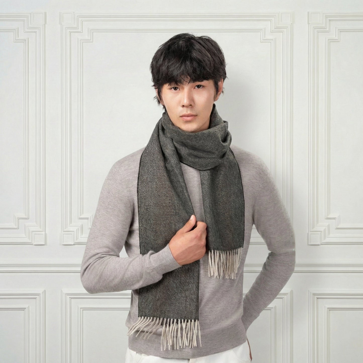 Essential Fringed Wool Scarf - Blue Sky Cashmere