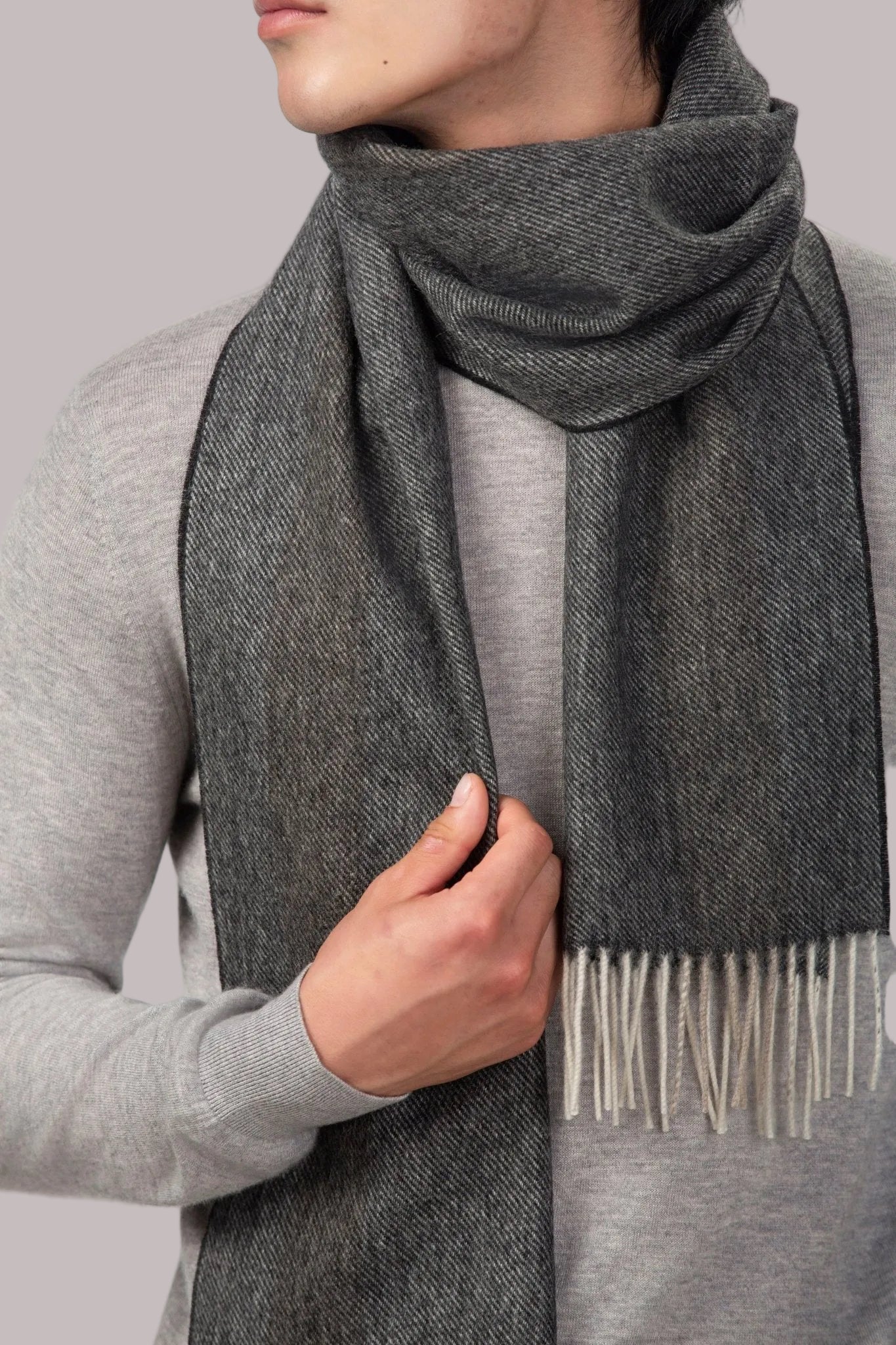 Essential Fringed Wool Scarf - Blue Sky Cashmere