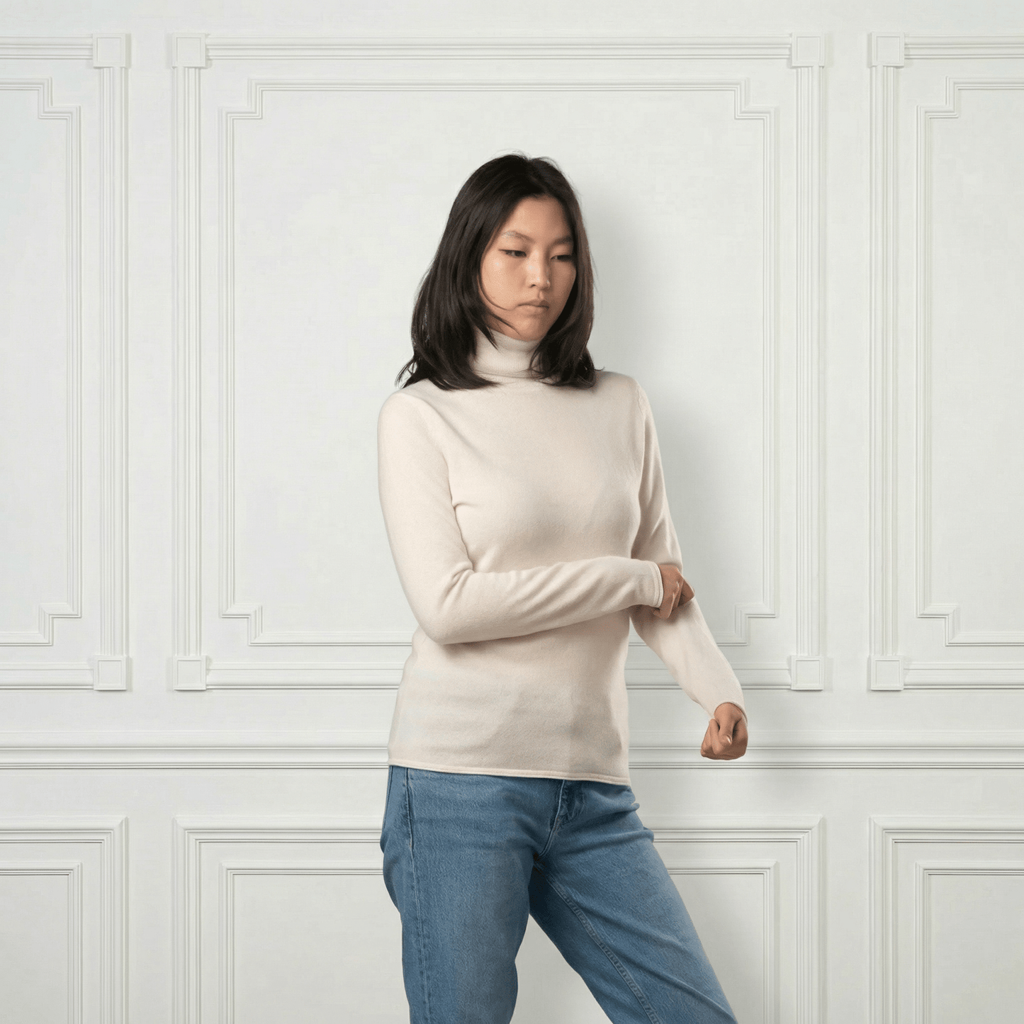 Everyday Bodycon Cashmere Turtleneck - Blue Sky Cashmere