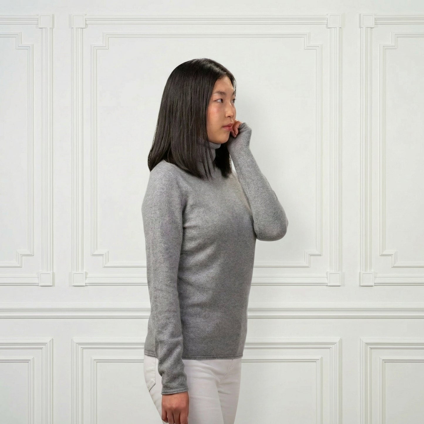 Everyday Bodycon Cashmere Turtleneck - Blue Sky Cashmere