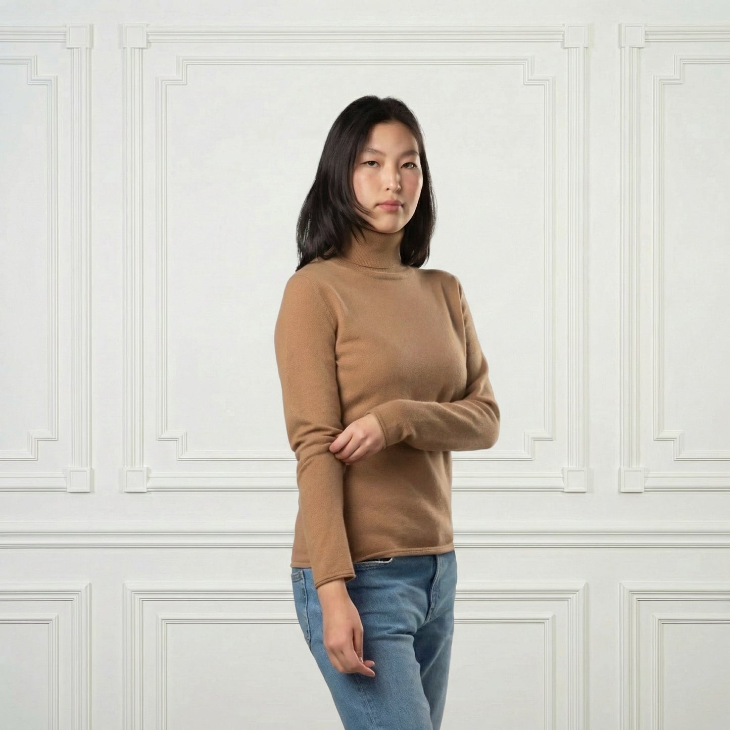 Everyday Bodycon Cashmere Turtleneck - Blue Sky Cashmere