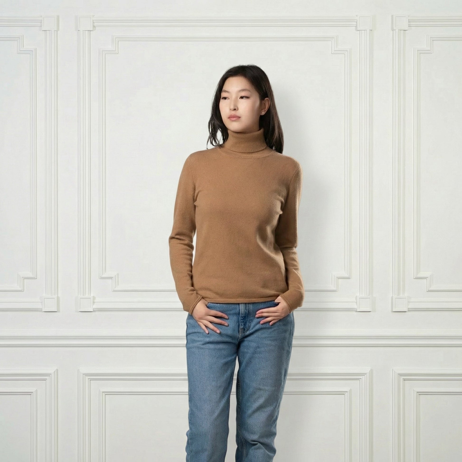 Everyday Bodycon Cashmere Turtleneck - Blue Sky Cashmere