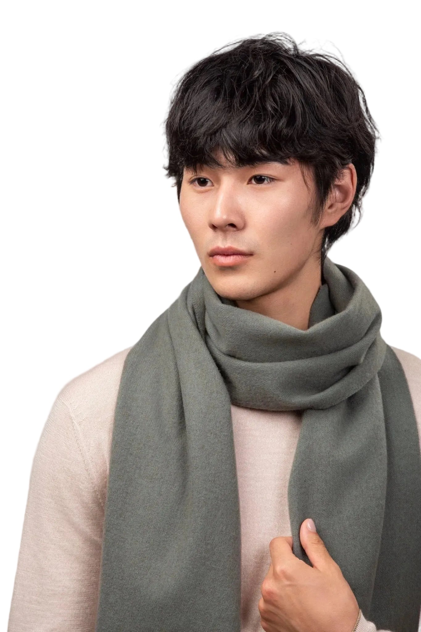 Fringed Cashmere Scarf - Blue Sky Cashmere