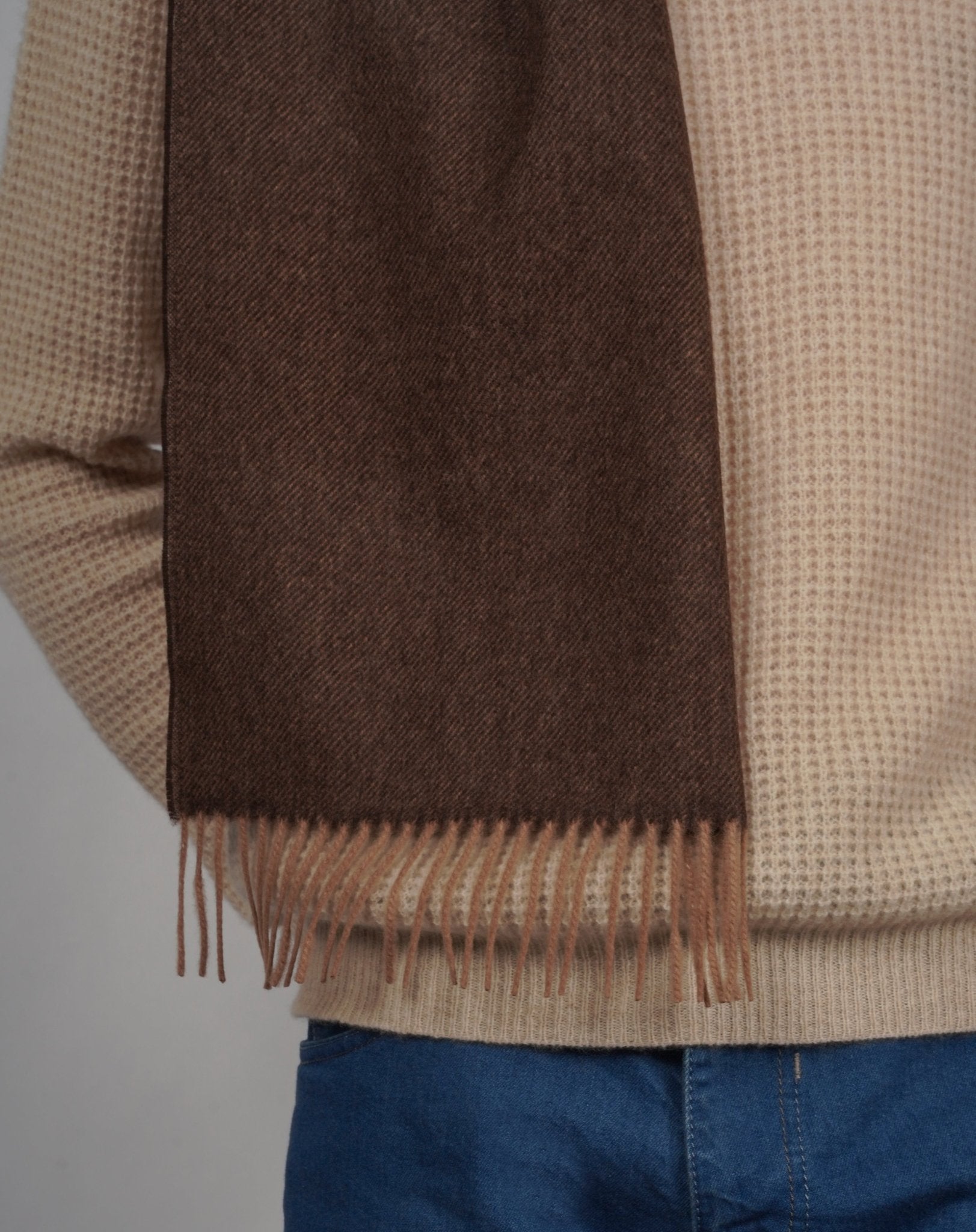Fringed Cashmere Scarf - Blue Sky Cashmere