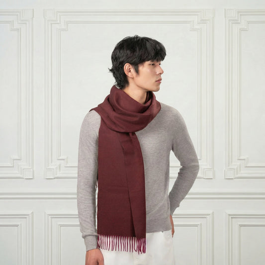 Fringed Cashmere Scarf - Blue Sky Cashmere