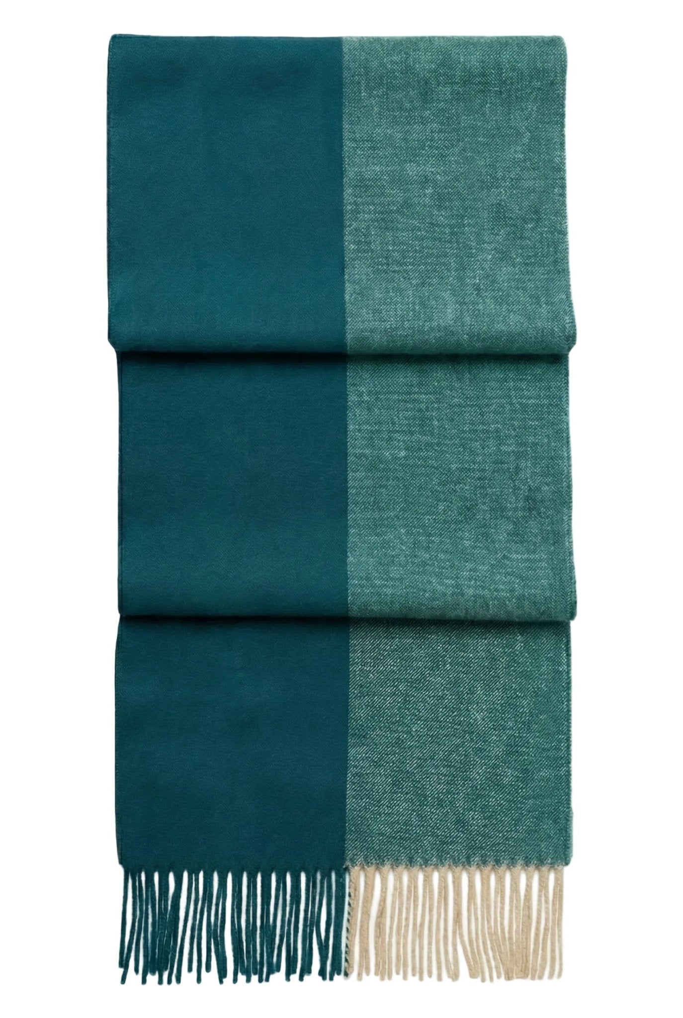 Fringed Cashmere Two Toned Scarf - Blue Sky Cashmere