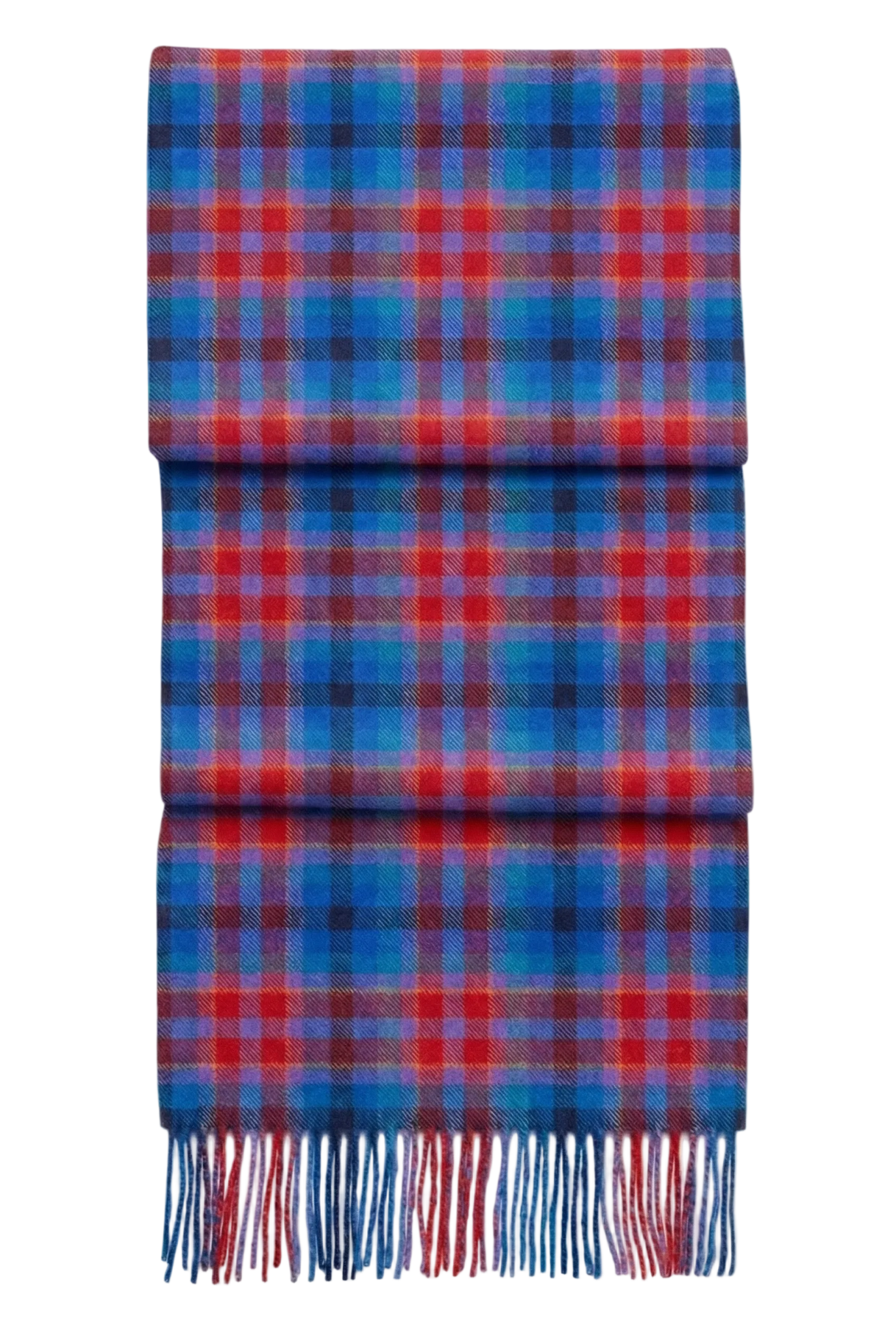 Fringed Cashmere&Wool Multicolored Scarf - Blue Sky Cashmere