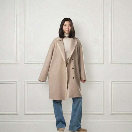 Giselle Unstructured Wool Coat - Blue Sky Cashmere