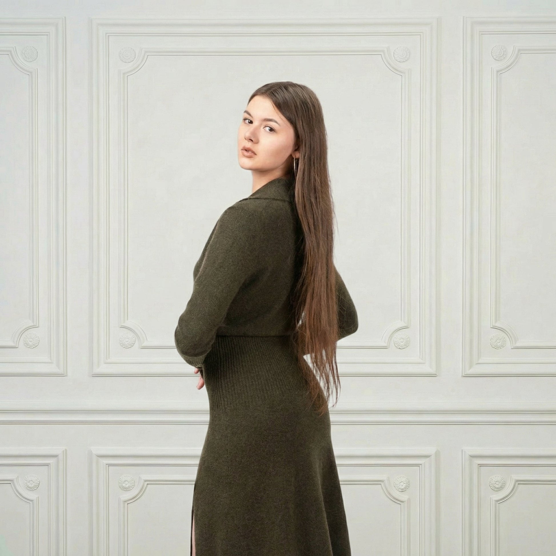 Heloise Midi Cashmere Dress - Blue Sky Cashmere