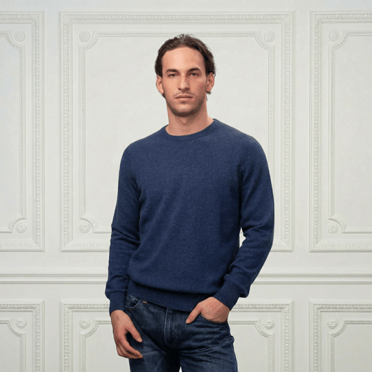 Humphrey Rounded Neckline Cashmere Sweater - Blue Sky Cashmere