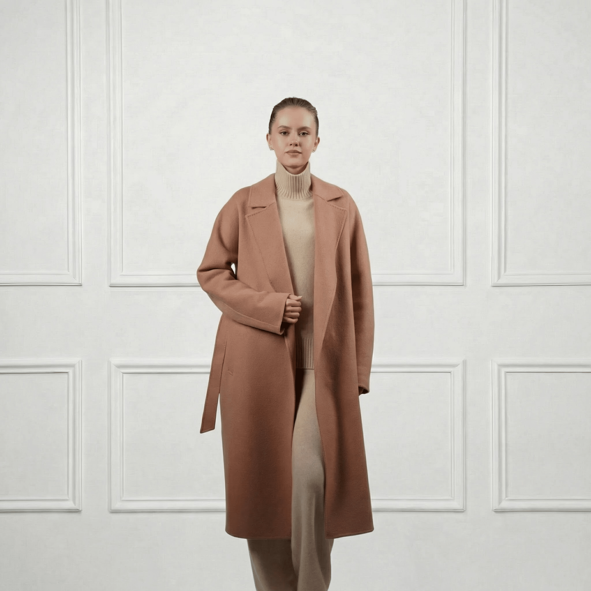 Isabella Belted Wool Coat - Blue Sky Cashmere