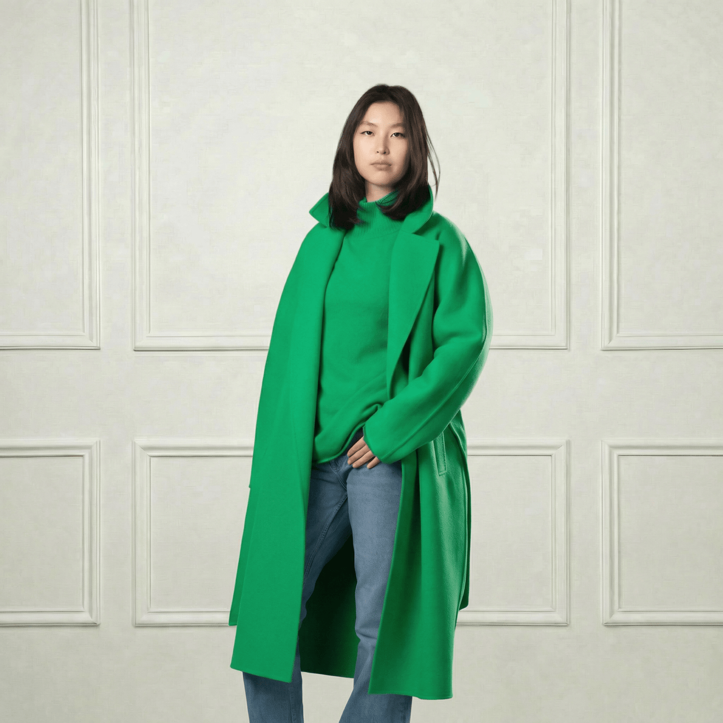 Isabella Belted Wool Coat - Blue Sky Cashmere