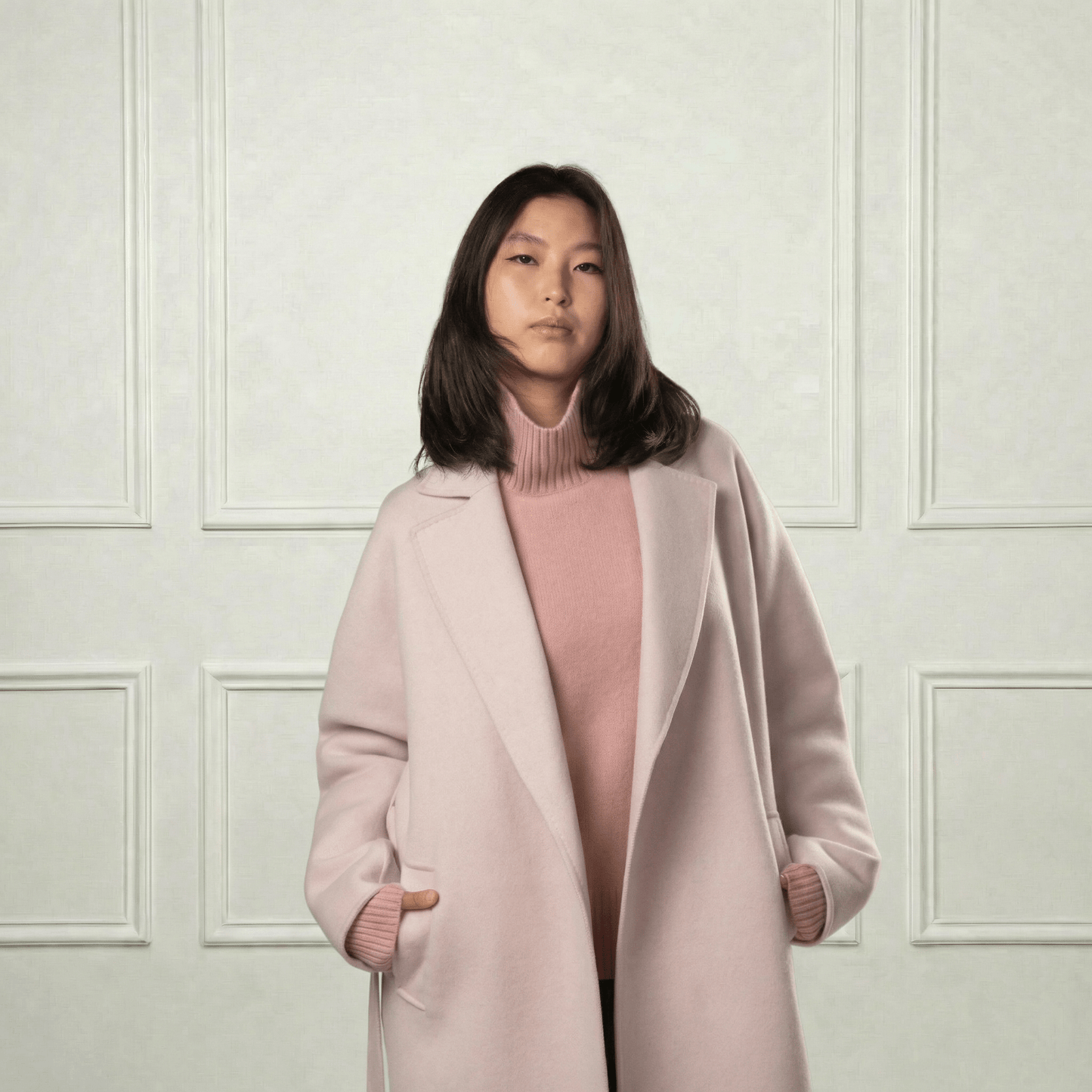 Isabella Belted Wool Coat - Blue Sky Cashmere