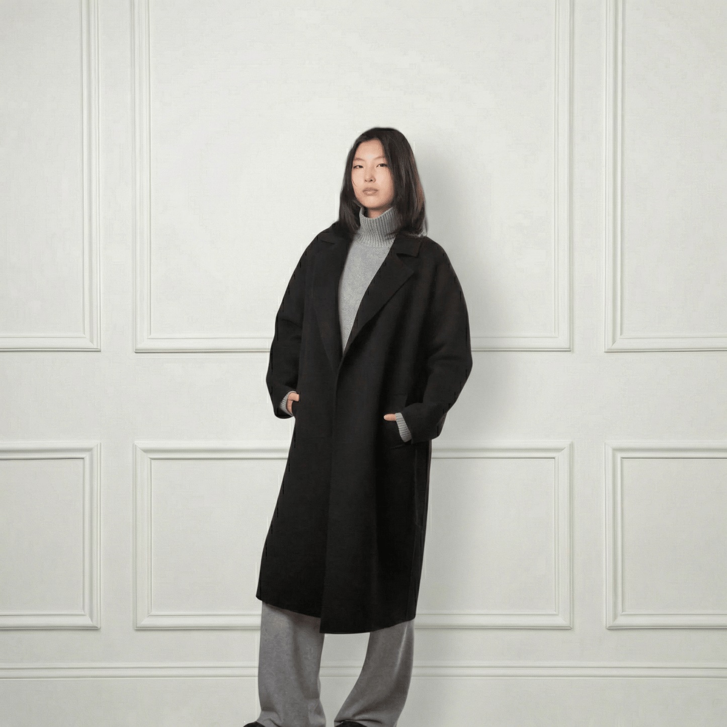 Isabella Belted Wool Coat - Blue Sky Cashmere