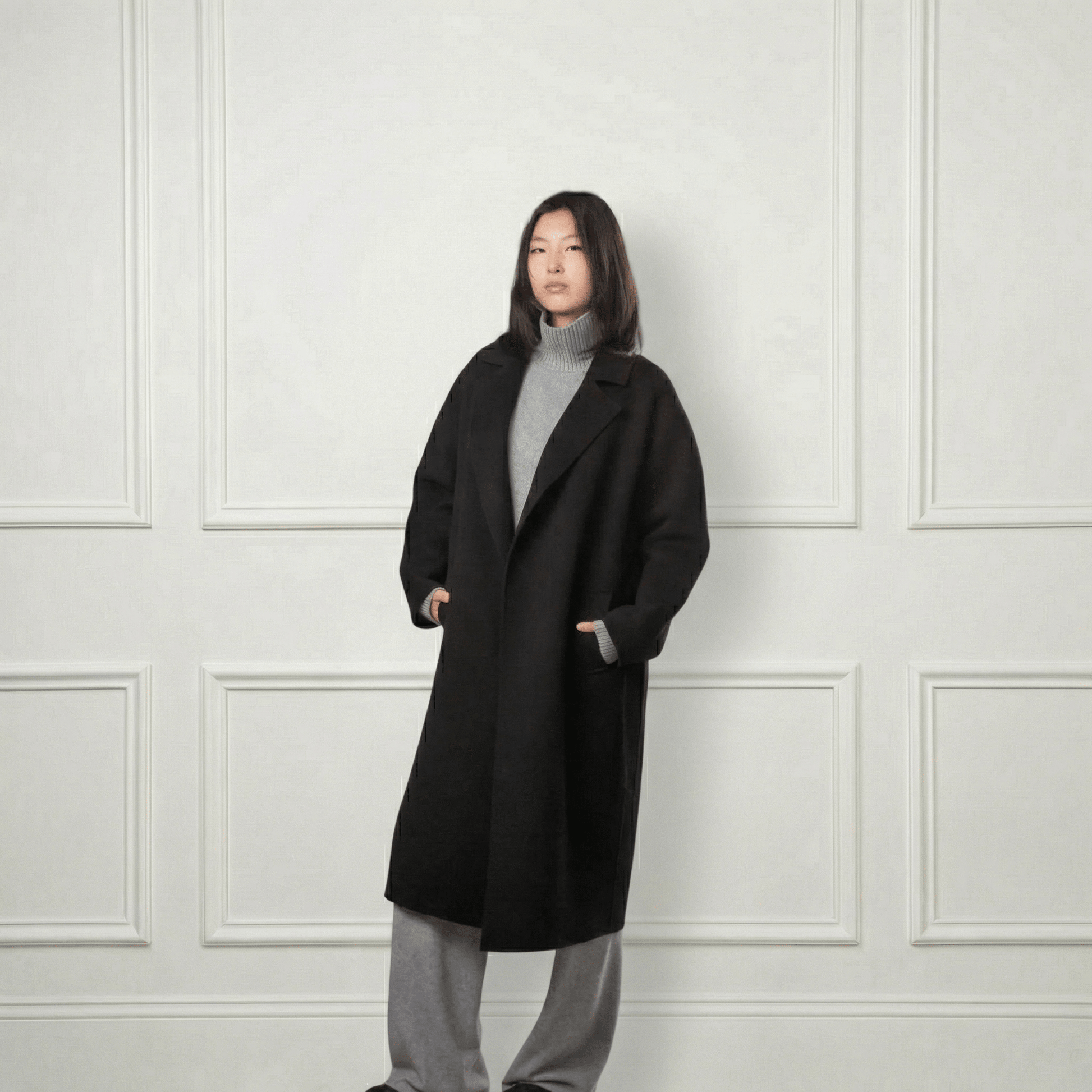 Isabella Belted Wool Coat - Blue Sky Cashmere