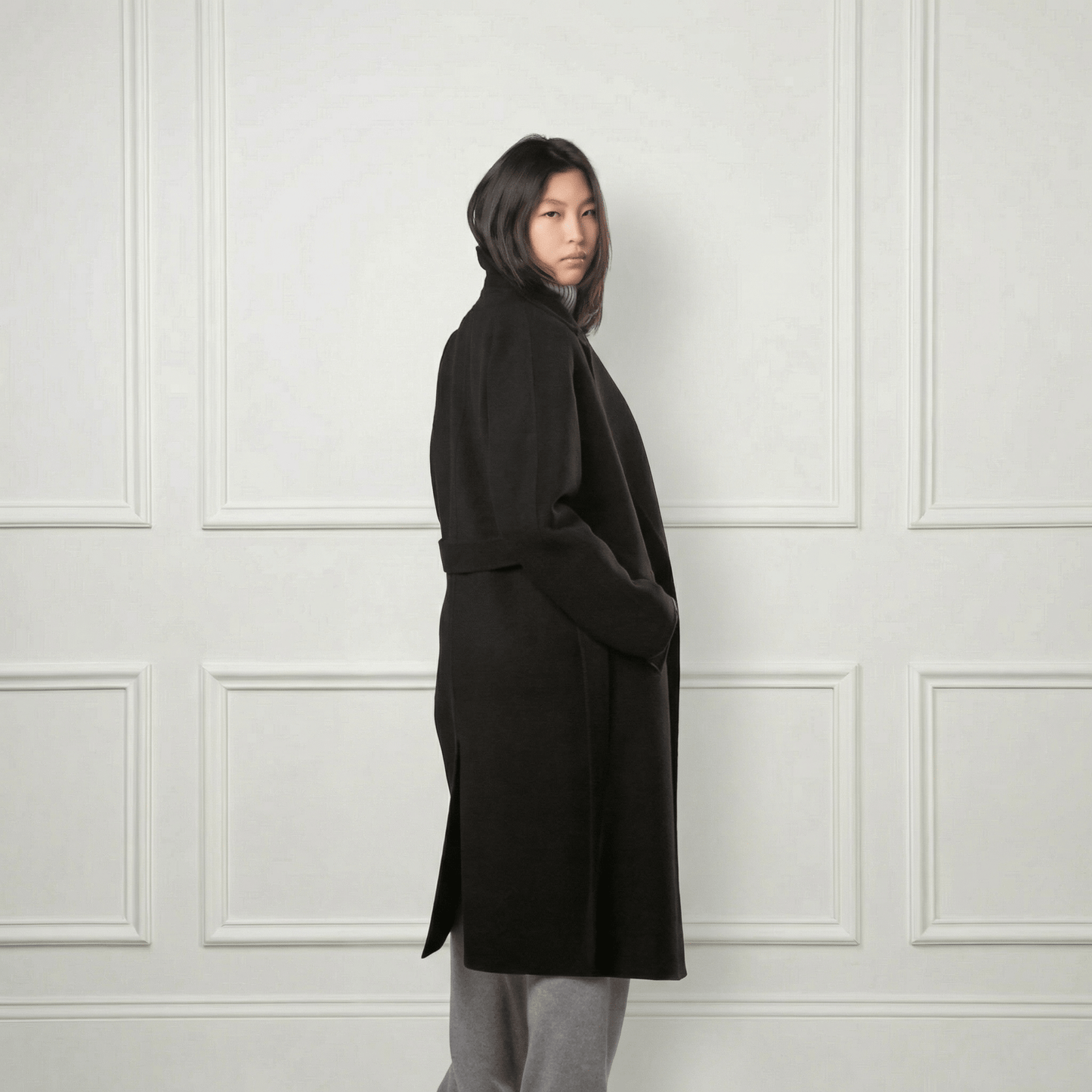 Isabella Belted Wool Coat - Blue Sky Cashmere