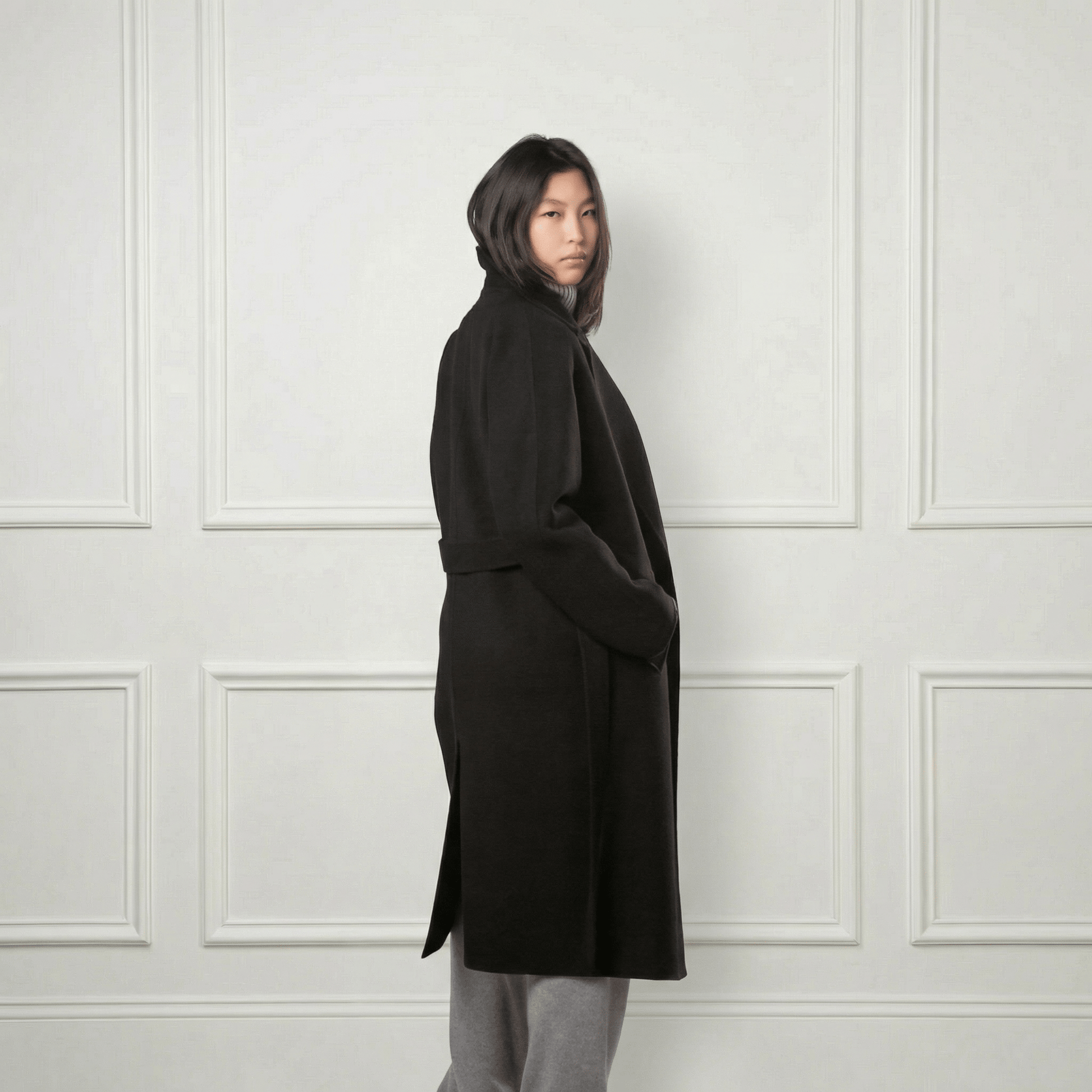 Isabella Belted Wool Coat - Blue Sky Cashmere