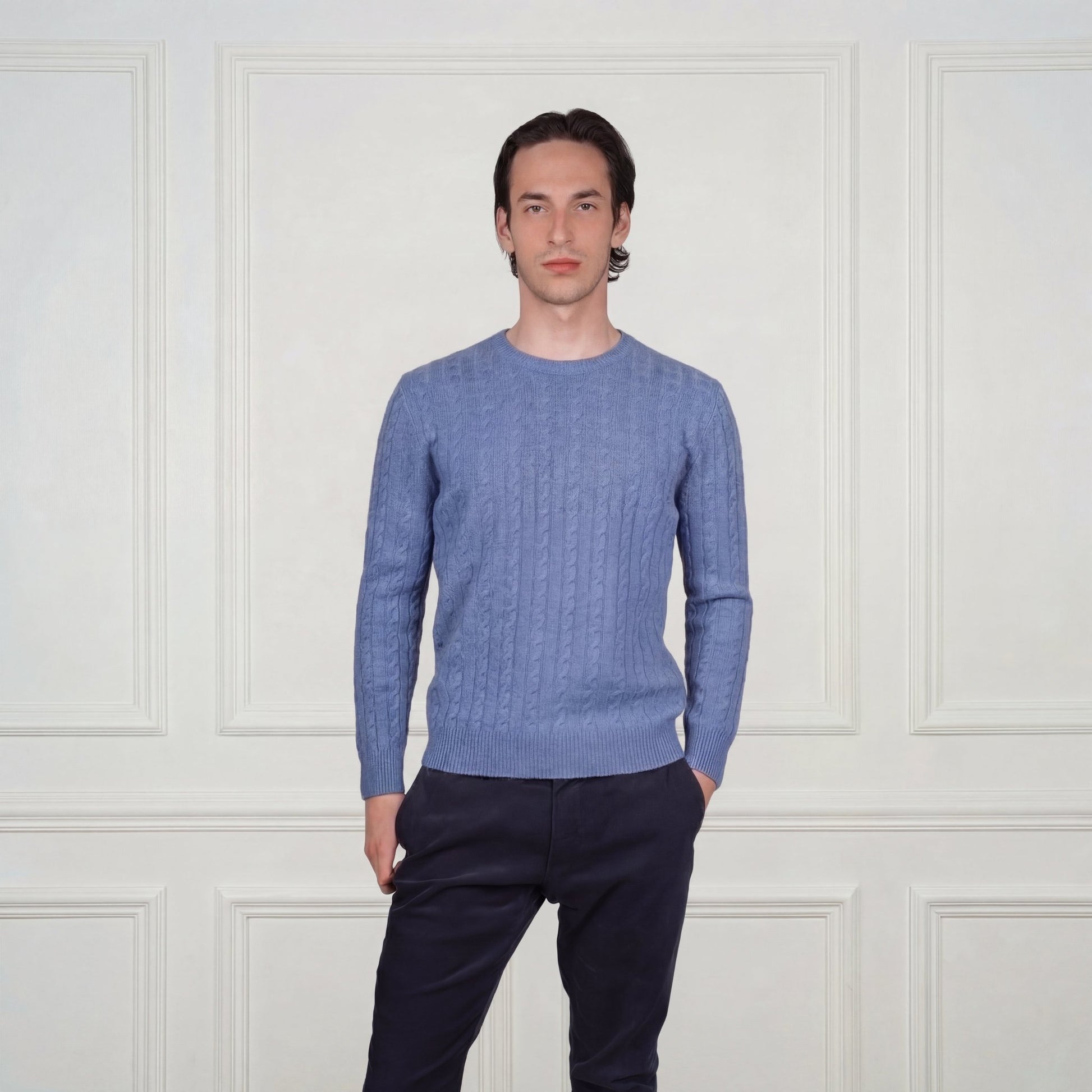 Ivy League Cashmere Sweater - Blue Sky Cashmere