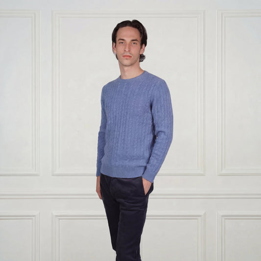 Ivy League Cashmere Sweater - Blue Sky Cashmere