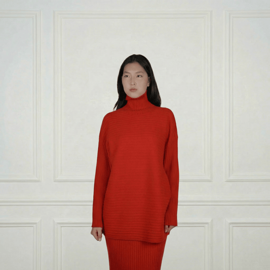Lena Ribbed Cashmere Turtleneck - Blue Sky Cashmere
