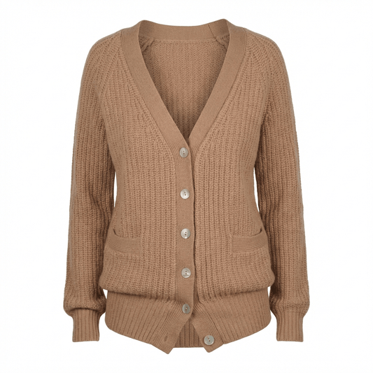 Maeve Classic V‑Neck Ribbed Cashmere Cardigan - Blue Sky Cashmere