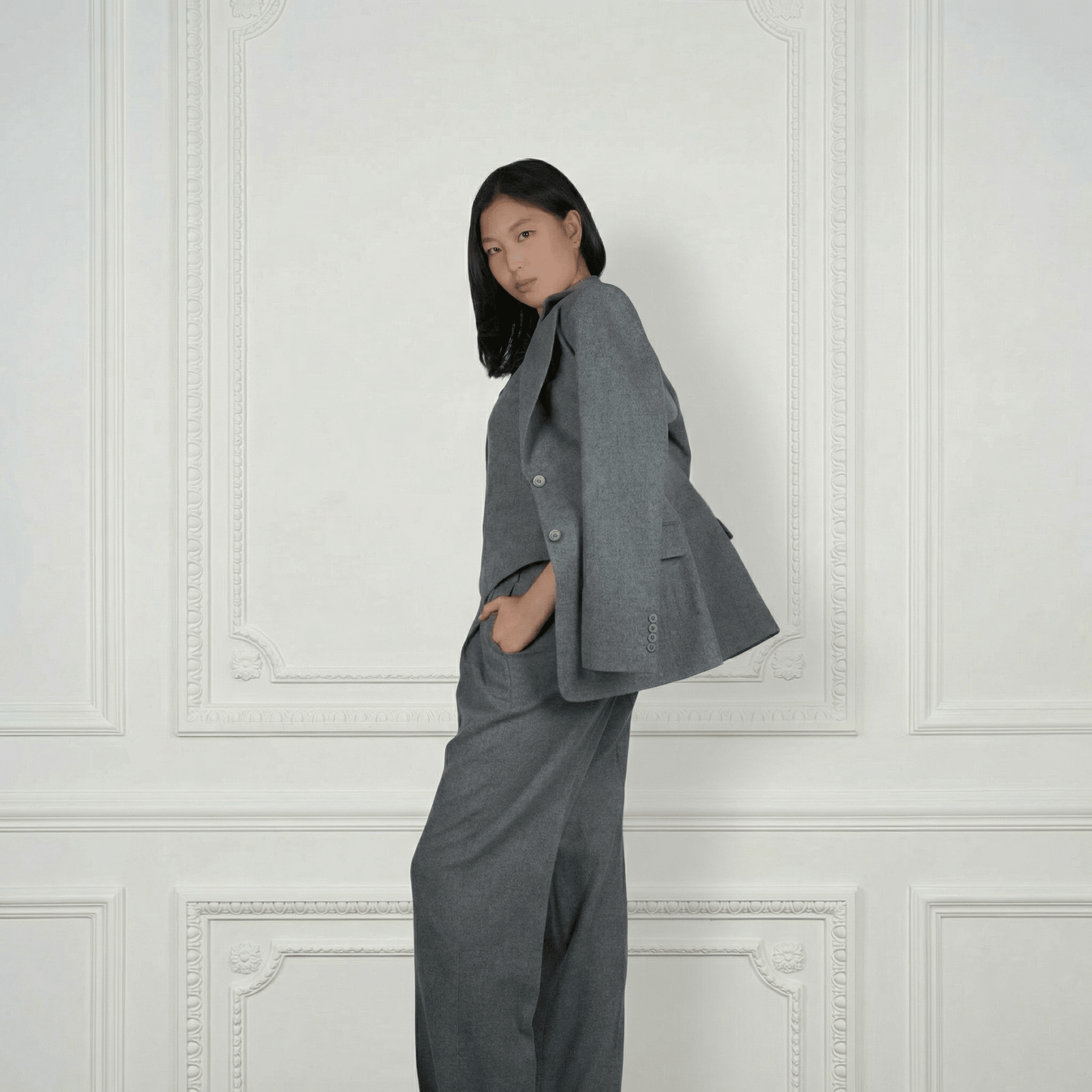 Mira Sheep Wool Blazer - Blue Sky Cashmere