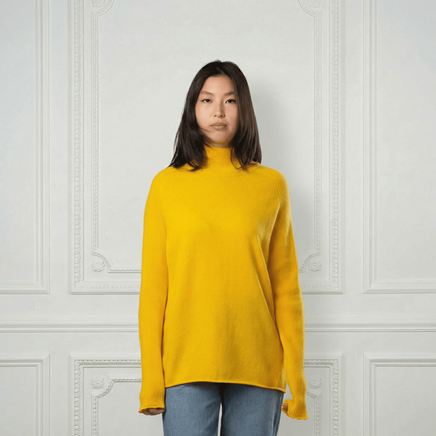 Natalia Staple Cashmere Turtleneck - Blue Sky Cashmere