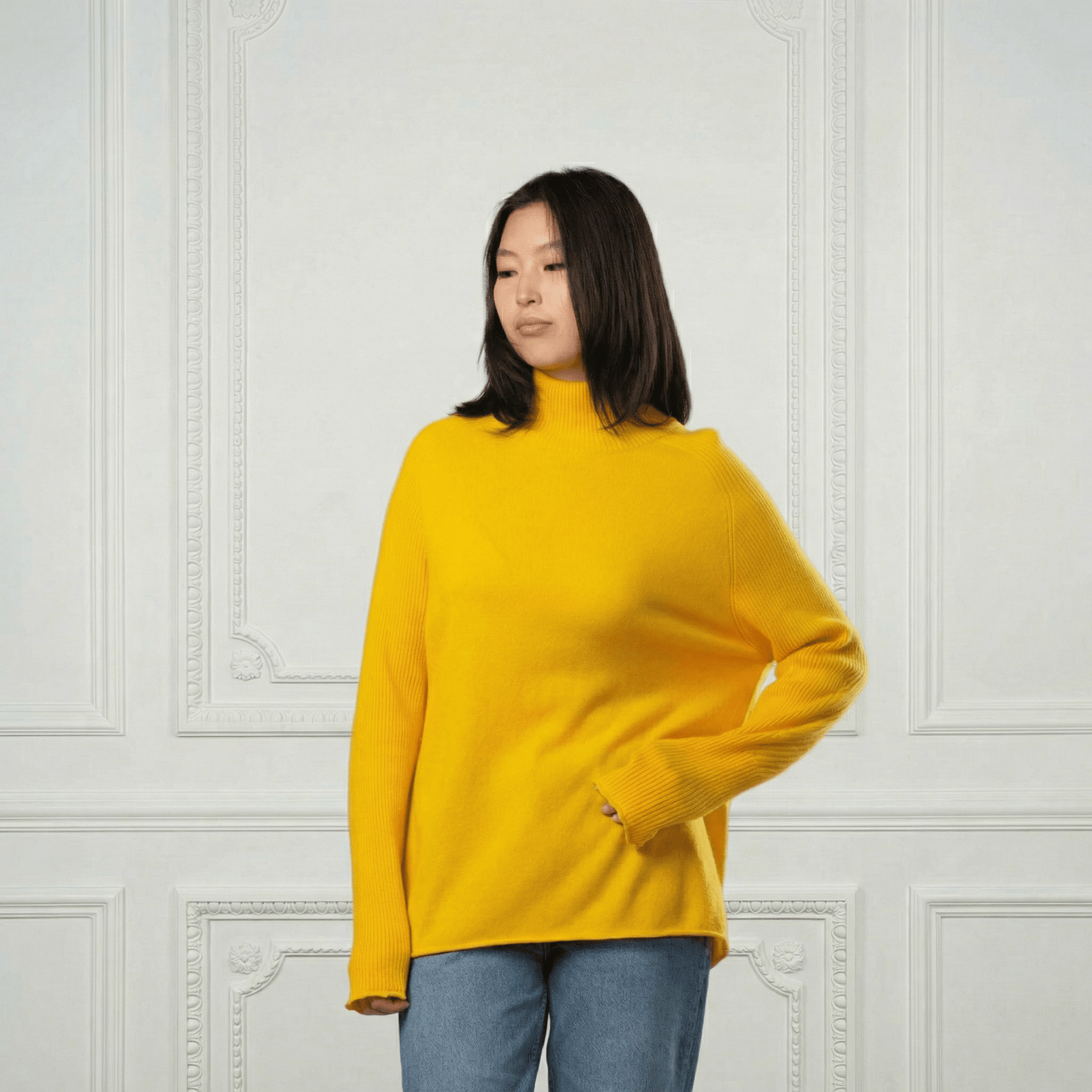 Natalia Staple Cashmere Turtleneck - Blue Sky Cashmere