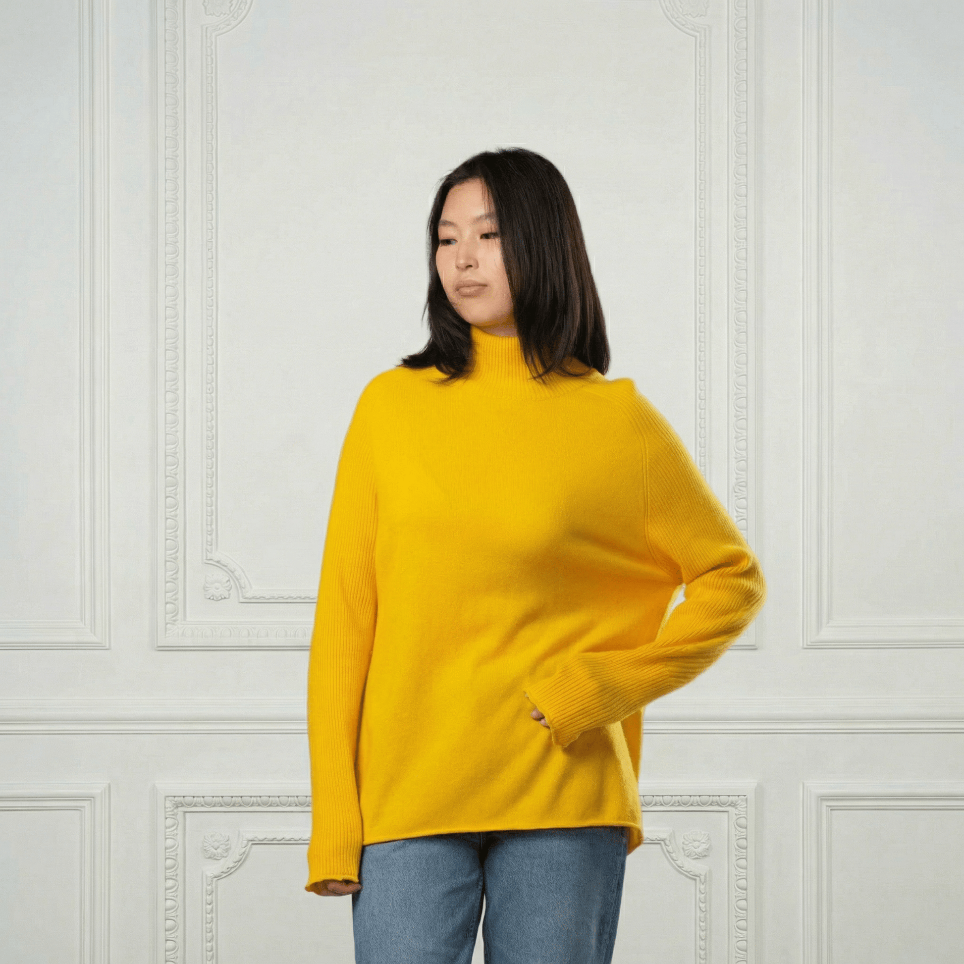 Natalia Staple Cashmere Turtleneck - Blue Sky Cashmere