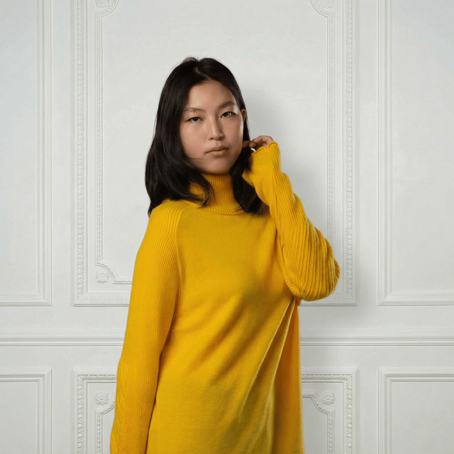 Natalia Staple Cashmere Turtleneck - Blue Sky Cashmere