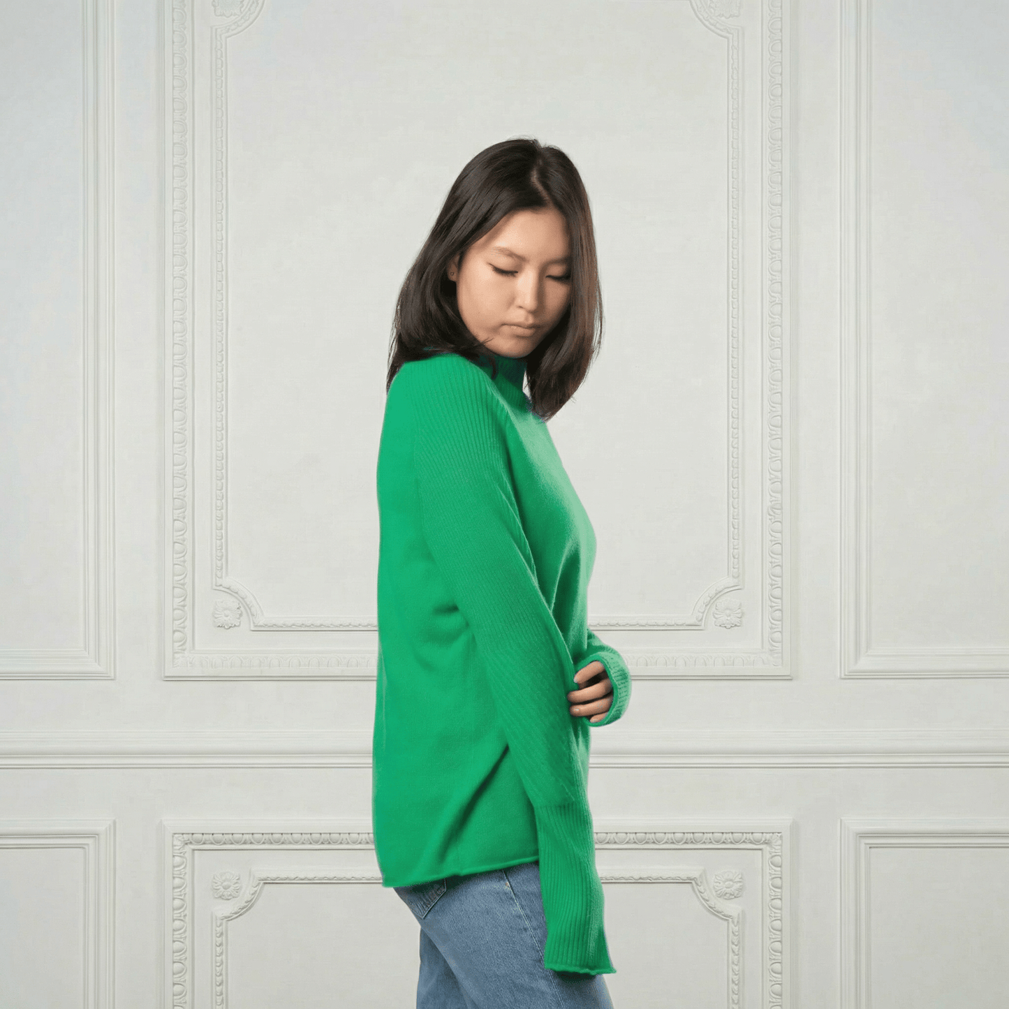 Natalia Staple Cashmere Turtleneck - Blue Sky Cashmere