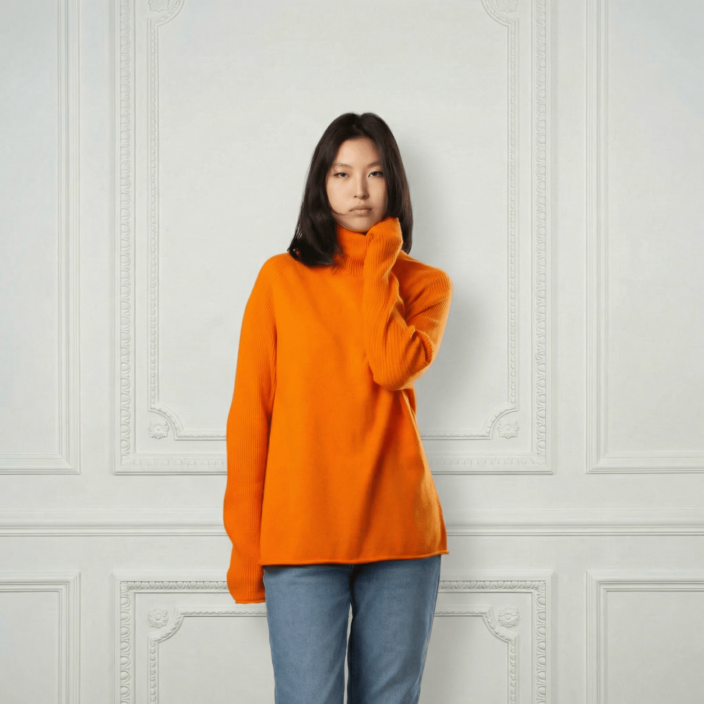 Natalia Staple Cashmere Turtleneck - Blue Sky Cashmere