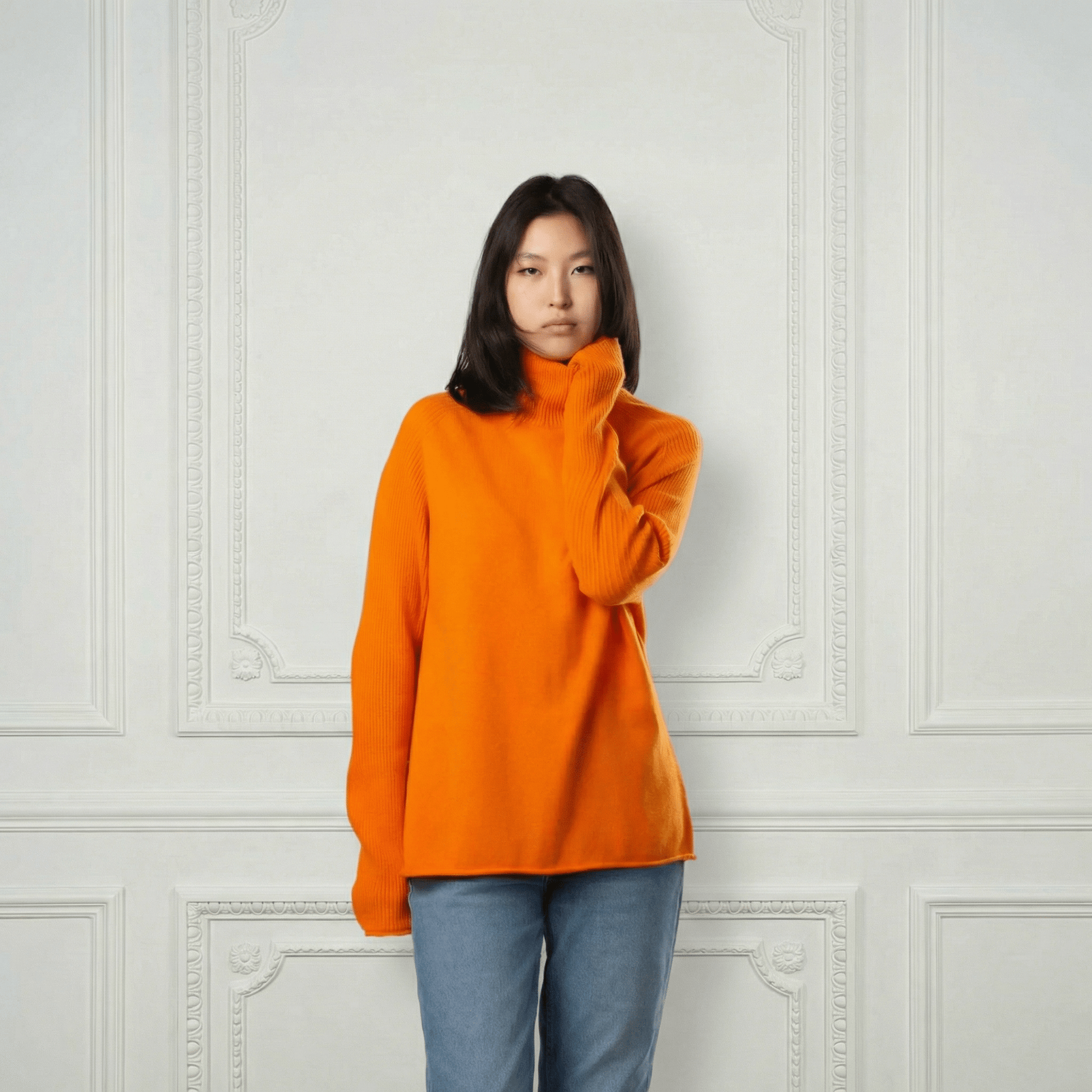 Natalia Staple Cashmere Turtleneck - Blue Sky Cashmere