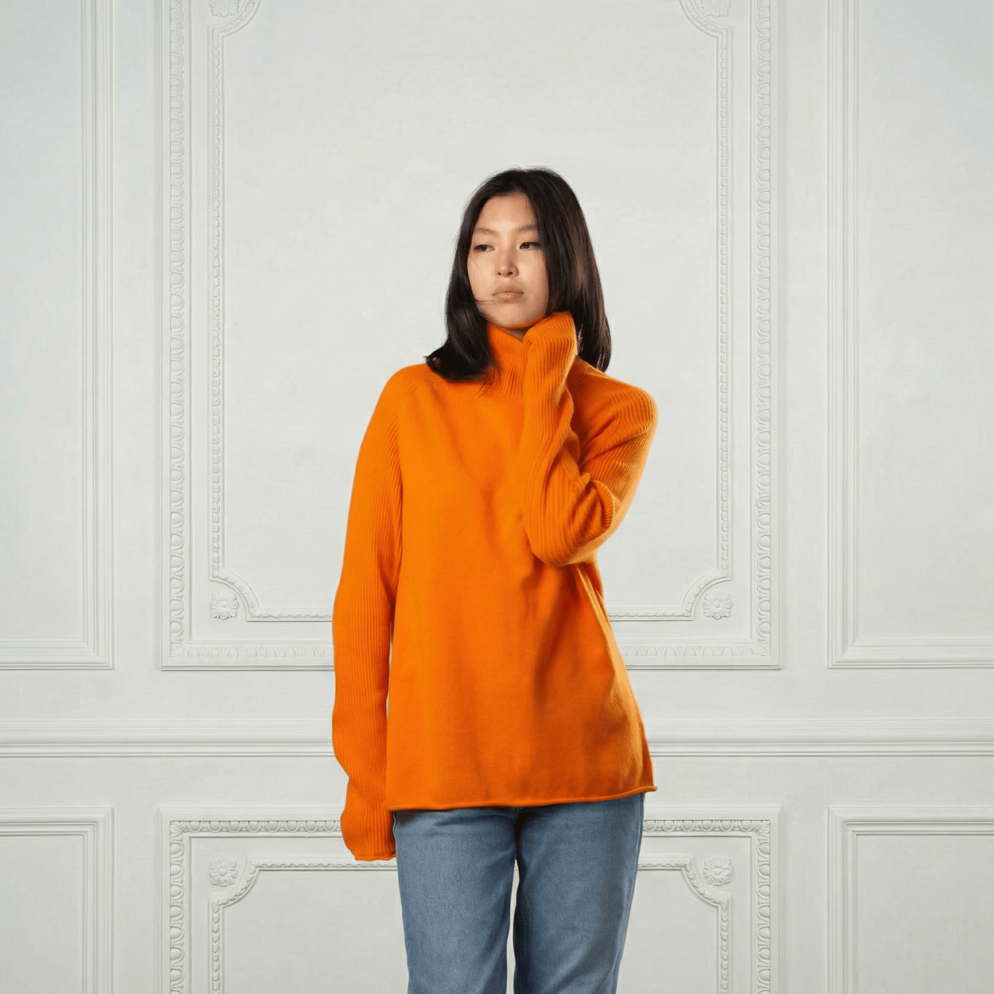 Natalia Staple Cashmere Turtleneck - Blue Sky Cashmere