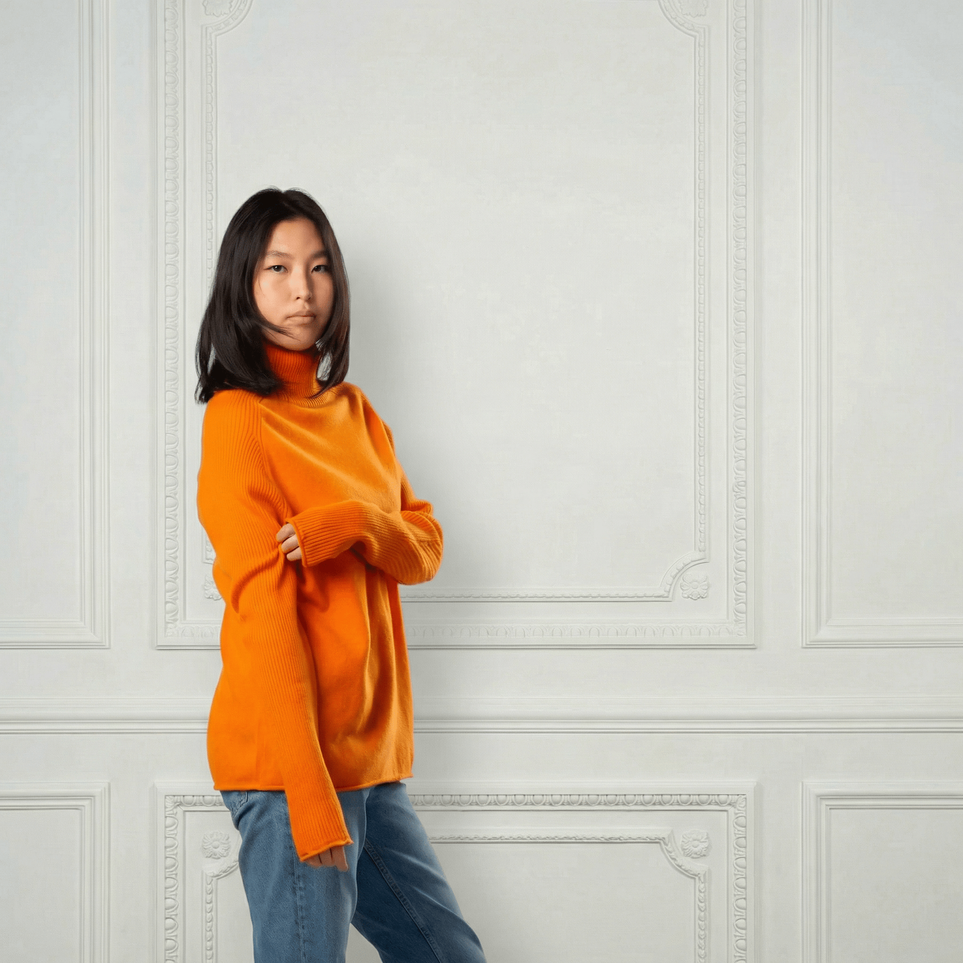 Natalia Staple Cashmere Turtleneck - Blue Sky Cashmere