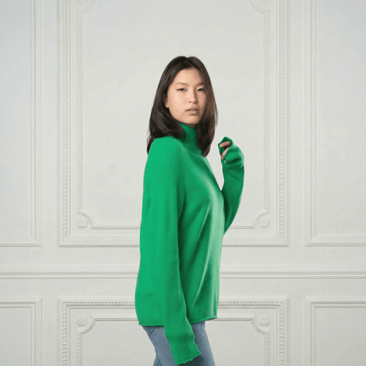 Natalia Staple Cashmere Turtleneck - Blue Sky Cashmere