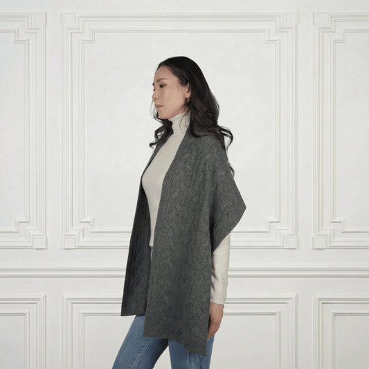 Pattern Cashmere Shawl - Blue Sky Cashmere