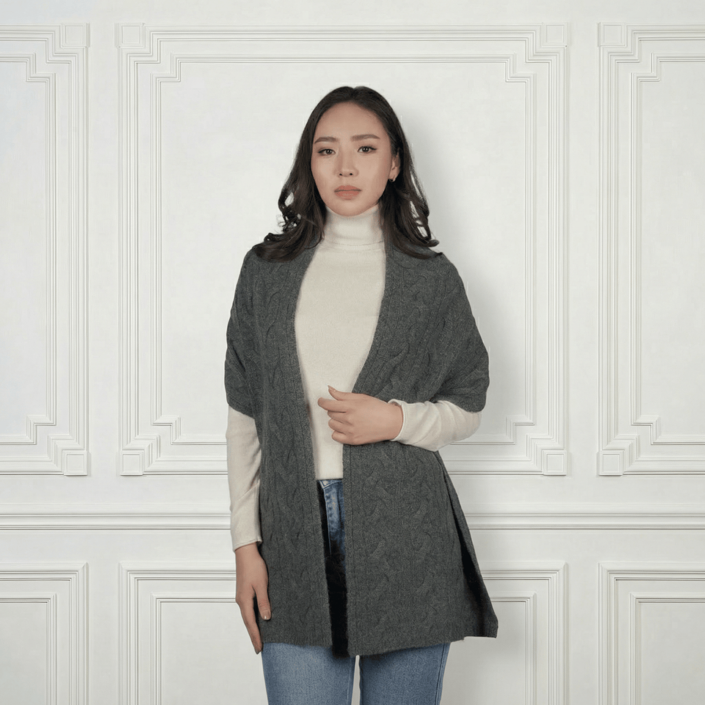 Pattern Cashmere Shawl - Blue Sky Cashmere